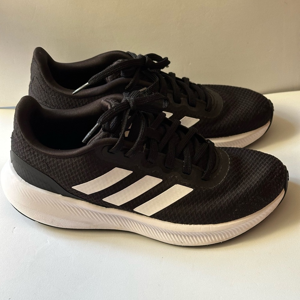 Adidas Black Mesh Sneakers with White Stripes